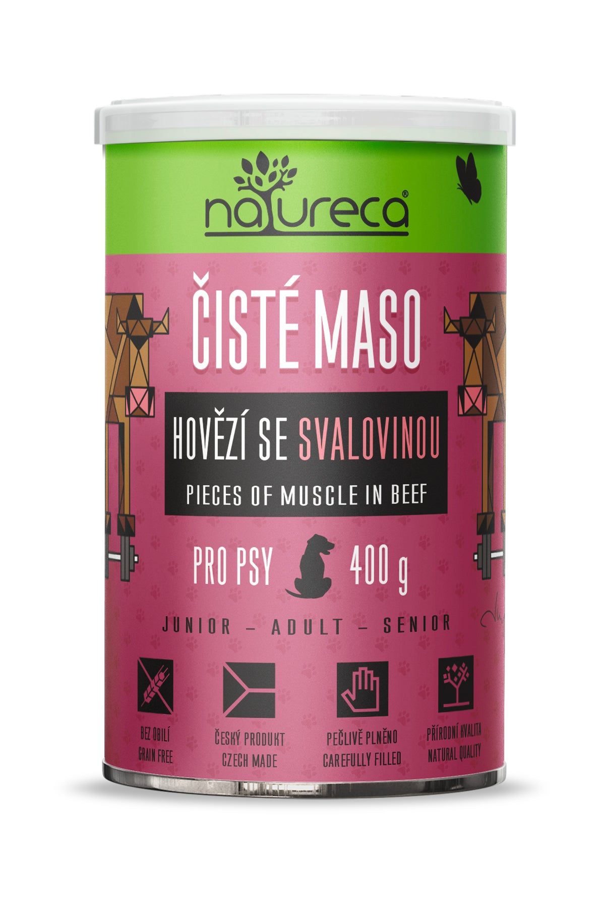 NATURECA Hovězí se svalovinou 400g - Čisté maso pro psy, konzerva