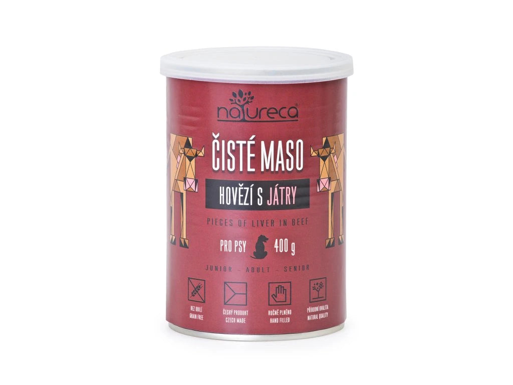NATURECA Hovězí s játry 400g - Čisté maso pro psy, konzerva