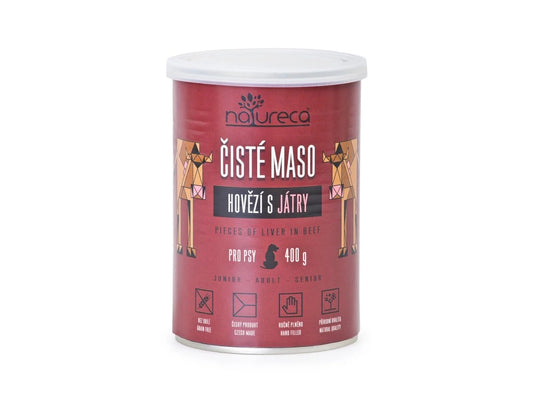 NATURECA Hovězí s játry 400g - Čisté maso pro psy, konzerva