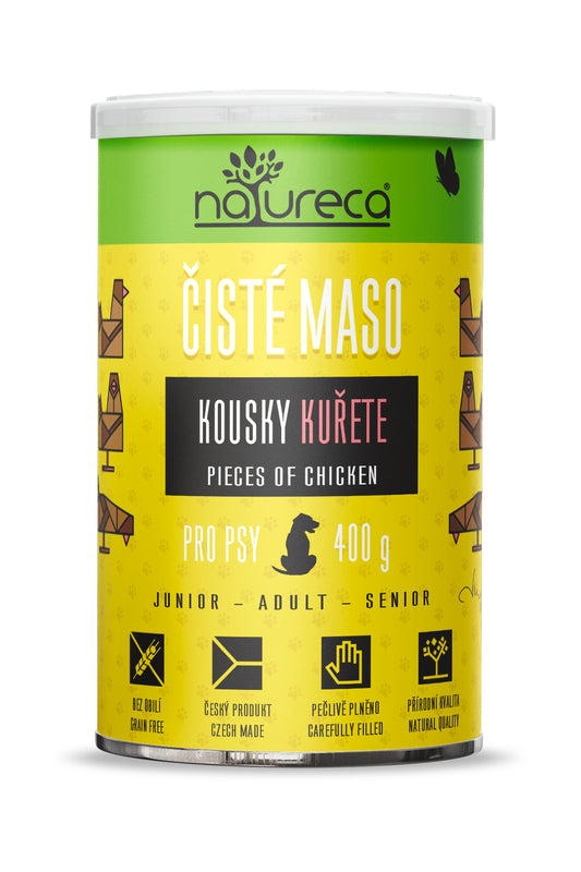 NATURECA Kousky kuřete 400g - Čisté maso pro psy, konzerva
